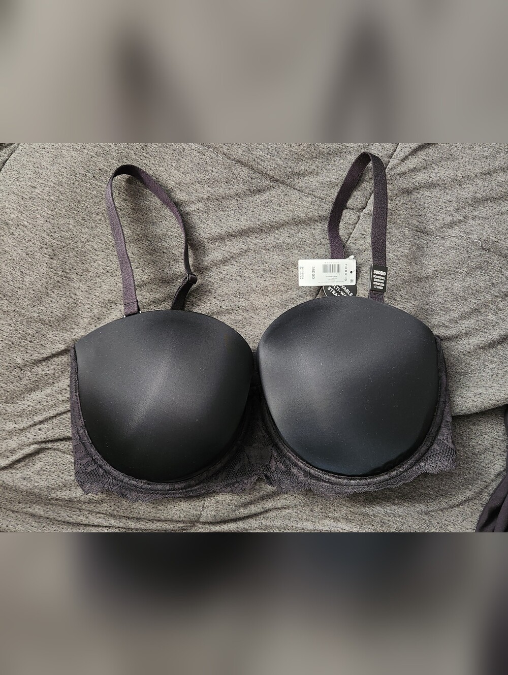 Torrid New Black Strapless Lightly-Lined Lace Underwire T-Shirt Bra 38DDD